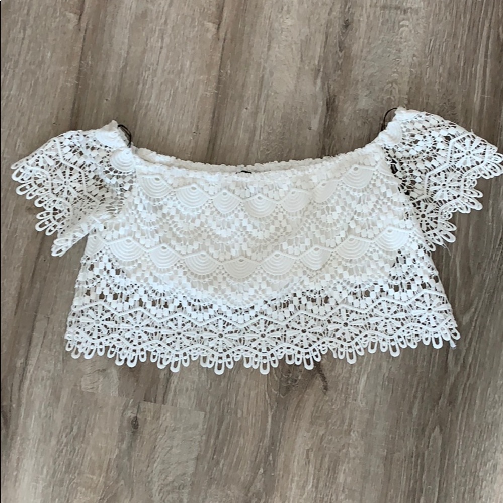 Forever 21 off the shoulder white crop top